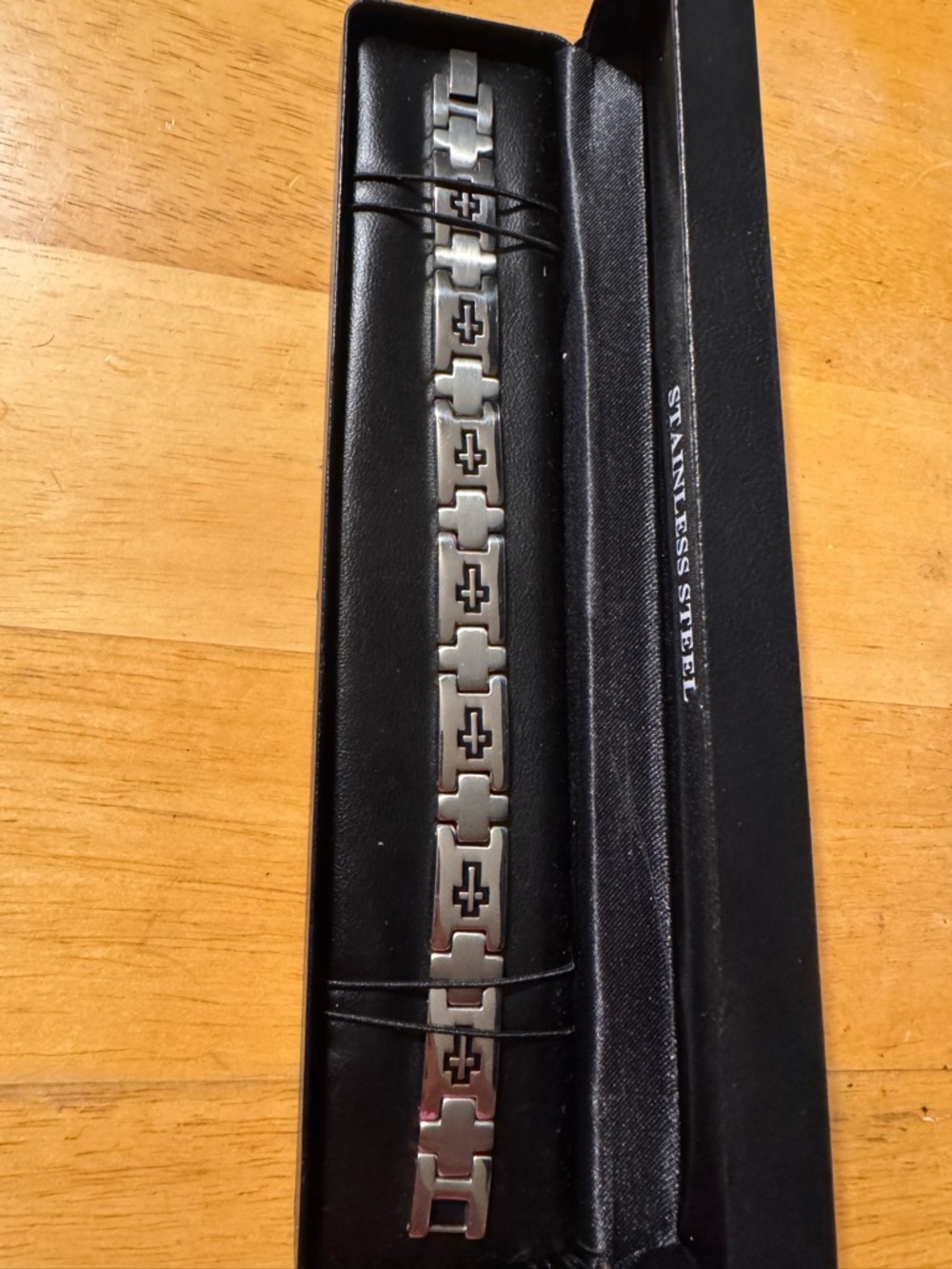 Mens Stainless Steel Cross Bracelet